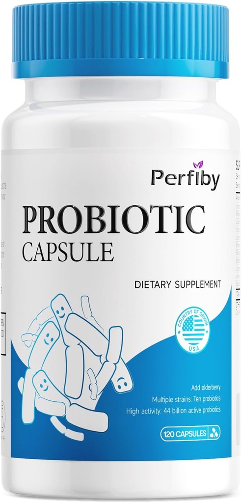 Probiotika s Elderberry pro stravitelné a imunitní zdraví podporuje příležitostné zácpy, průjem, plyn a nafouknutí, 120 Kapsle, 60- denní zásobování