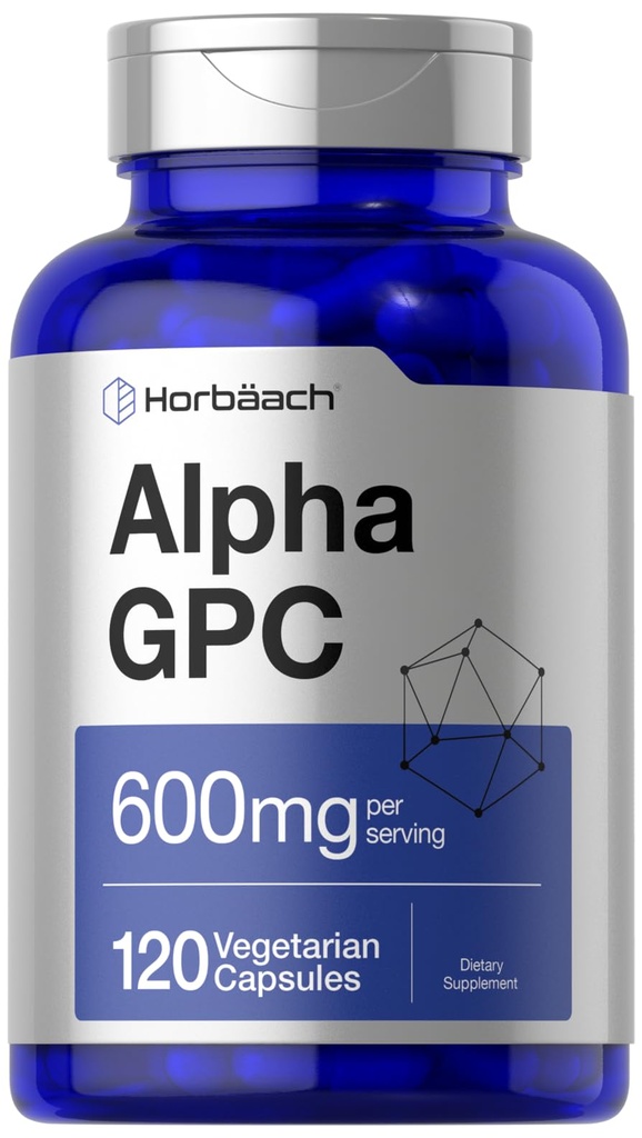 Horbäach Alpha GPC 600mg PHARMAN 124; 120 Kapsle PHARMAN 124; Vegetarian, Non-GMO & Gluten Free Cholin dodatek PHARMAN 124; Podporuje zdravé paměti, zaměření a jasnost