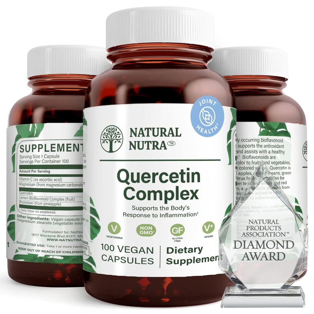 Přírodní Nutra Quercetin komplex s Bromelain a vitamin C Citrus Bioflavonoid dodatek, podpůrný orgán pro sezónní změny a tělo zarudnutí, podporuje zdraví jater, 100 Vegan a Vegetariánské kapsle