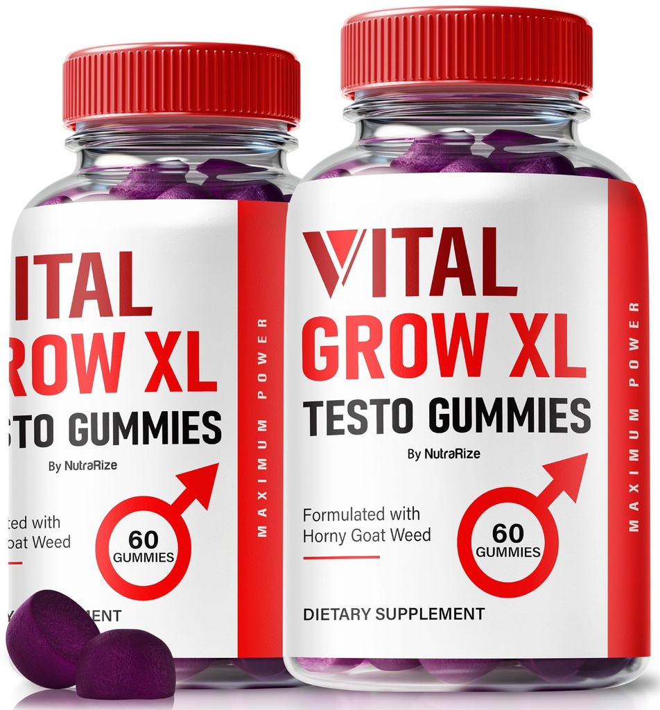 (2 Pack) Vital Grow XL, Oficiální Vital Grow XL Testo Gummies for Men, Boost Stamina a Confidence Gummy for Mens, Vital GrowXL Mužské podpory Gomitas (120 Gummies)