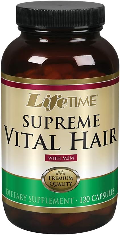 LIFETIME Nejvyšší Vital Vlasy 124; Podporuje zdravé vlasy, nehty & kůže 124; Biotin, MSM, Vitaminy B, C, & A, Zinek, Koňský ocas & Více 124; 120 Kapslí, 30 Serving