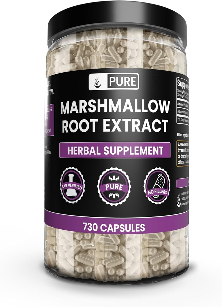 PURE ORIGINAL INGREDIENTS Marshmallow Root (730 Kapsle) No Magnesium or Rice Fillers, Vždy čisté, Laboratorní ověřené