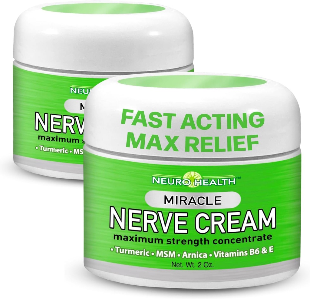 Miracle Nerve Cream - Maximální síla - Turmerická a Arnica Směs pro neuropatii Discomfort Relief - Soothing Foot & Hand Formule s MSM, B6, E - Made in USA - 2 Pack