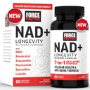 FORCE FACTOR NAD + (NMN nebo Nicotinamid Riboside Alternative) s Resveratrol, Astaxanthin, Spermidin & Luteolin komplex, NAD na podporu buněčného zdraví a zdravé stárnutí, 60 Kapsle