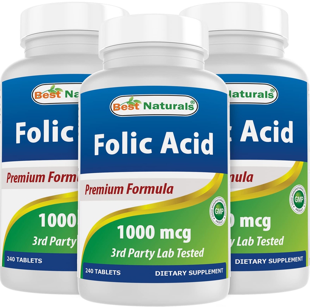 Nejlepší Naturals Folic Acid 1000 mcg (vitamin B9), 240 tablet (1000 mcg (balení po 3))