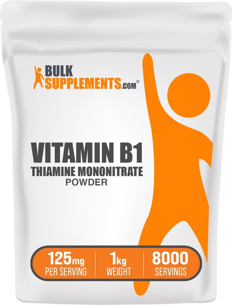 Bulkenpendiments.com Thiamin Mononitrát Prášek - Vitamin B1 Prášek, Thiamin B1 Dodatek - B1 Vitamíny, gluten zdarma, 125mg na servírování, 1kg (2,2 kg) (Balení po 1)