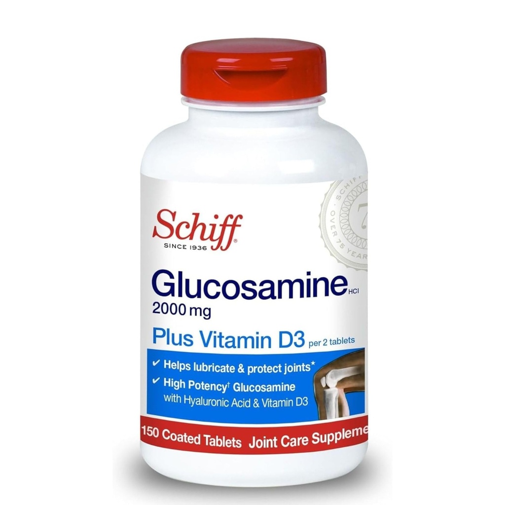 Schiff Glucosamine 2000mg s vitaminem D3 a kyselinou hyaluronovou, 150 tablet - společný dodatek