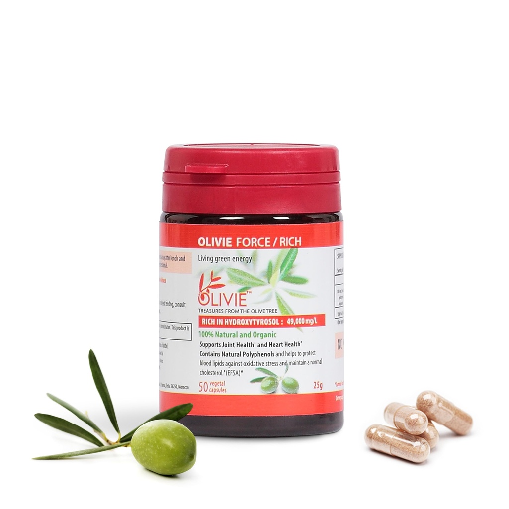Organic Olive Leaf Extract Capsules Olivie Force / Rich Capsule 124; Antioxidant Polyfenol Supplement pro dospělé 124; Health Supplement Supplementary Application 124; 50 Vegetal Capsules