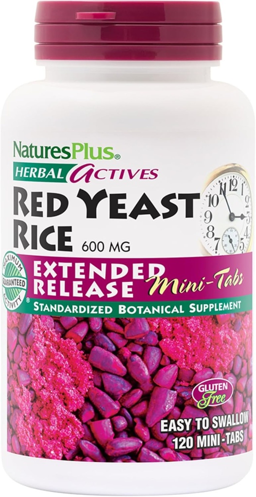 NaturesPlus Herbal Agents Red Yeast Rice Extended Release 600 mg - 120 Mini- Tabs, Pack of 2 - Podporuje General Well- Being - Vegetarian, Gluten Free - 120 Celkem služby