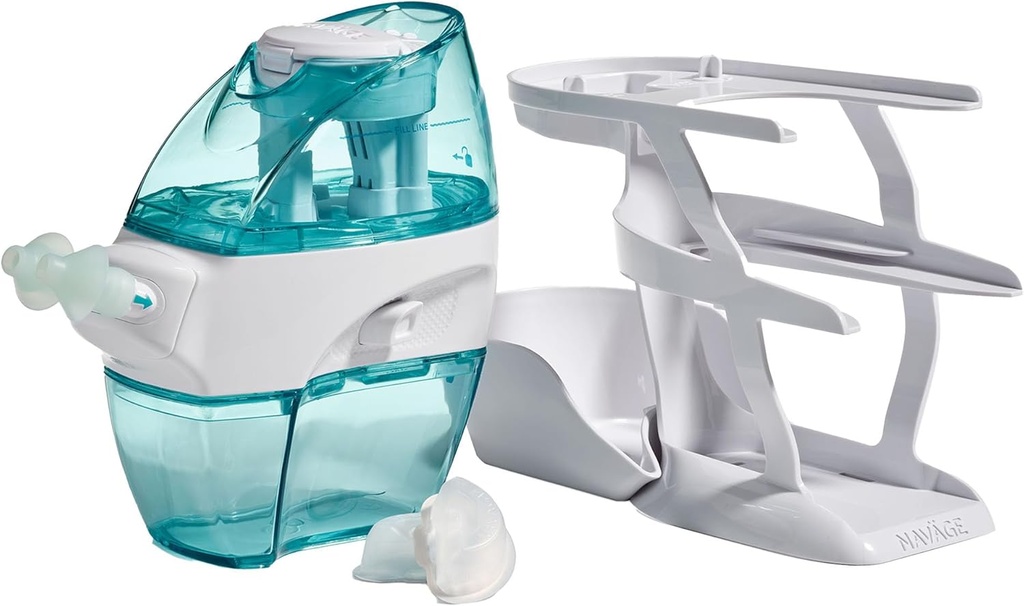 Navage Essentials Bundle - Nasal zavlažovací systém - Saline Nasal Rinse Kit s 1 Navage Nose Cleaner, 30 Salt Pods a 1 Countertop Caddy