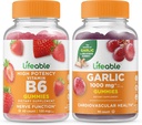 Živý vitamin B6 + Česnek 1000mg, Gummies Bundle - Velký ochutnávka, vitamin dodatek, gluten zdarma, GMO zdarma, Žvýkací