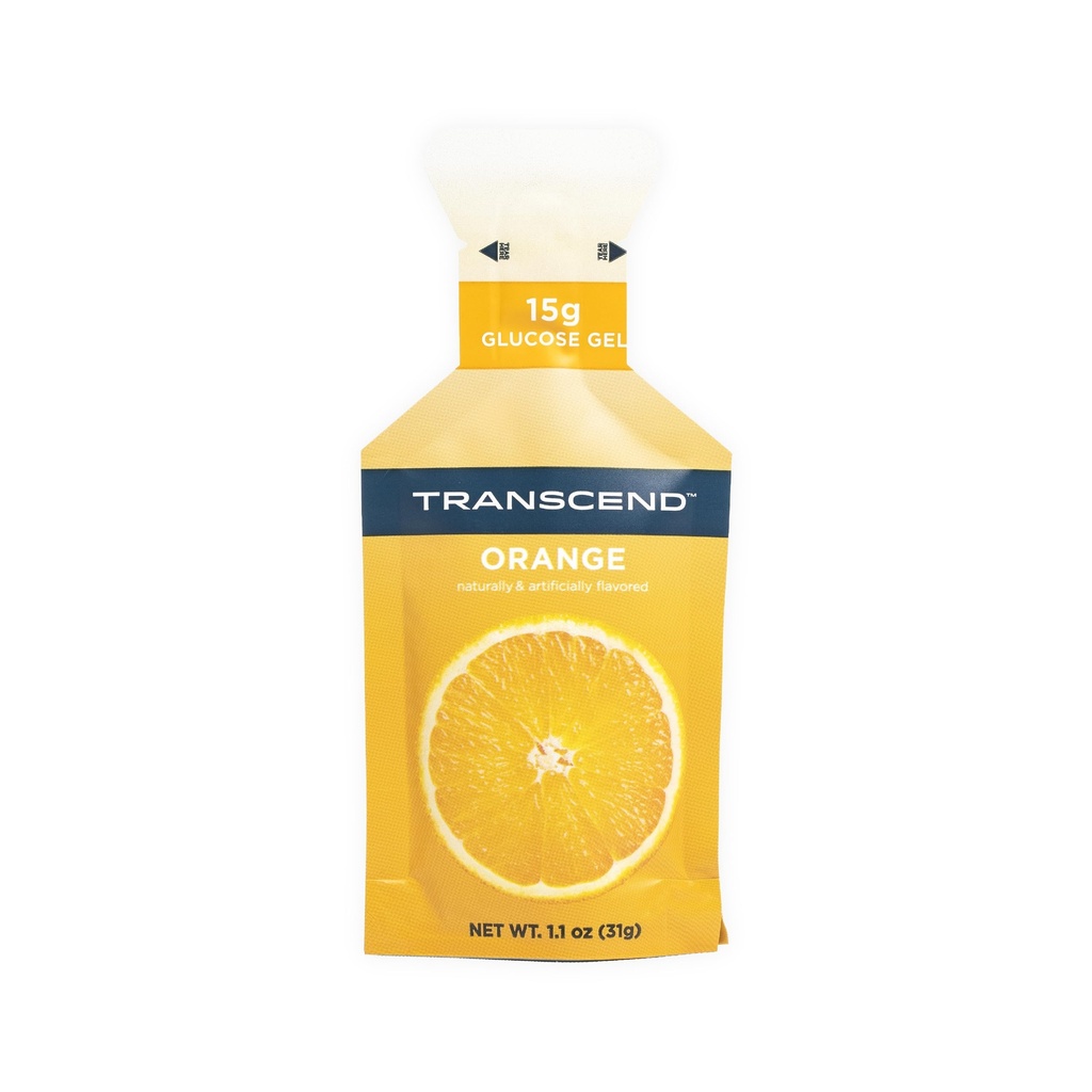 Transcend Foods Orange Gel (1.1 oz, balení 24) Fast- acting Carb Gel Orange Flavor - kofein zdarma, gluten zdarma