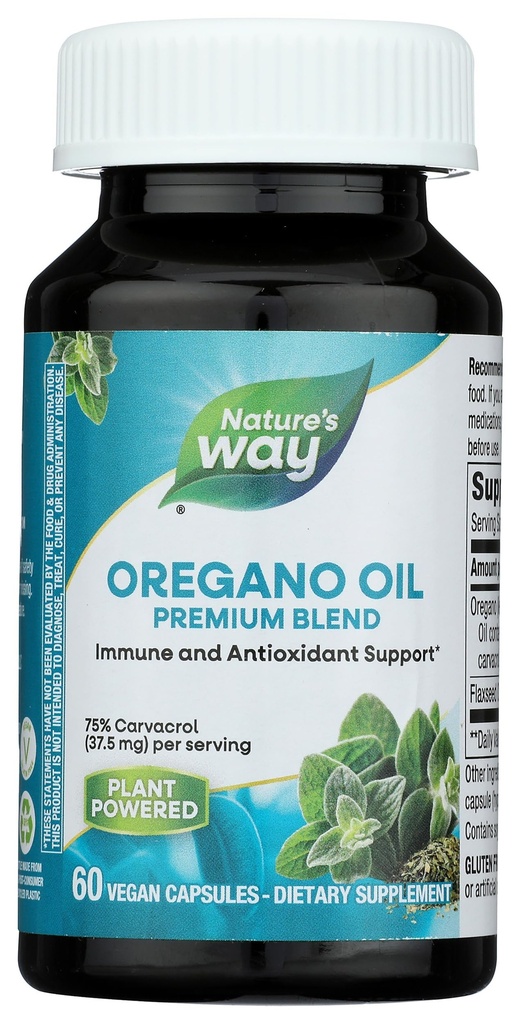 Příroda je Way oregano olej, imunitní a antioxidant Supplement, * 75-85% Carvacol per Serving, gluten zdarma, 60 Vegan Kapsle