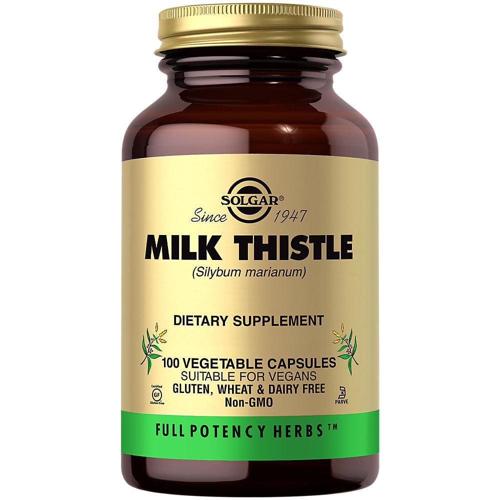 Solgar Milk Thistle - 100 Zeleninové kapsle - Plná potence (FP) - Non- GMO, Vegan, Gluten Free, Dairy Free, Kosher - 100 Služeb
