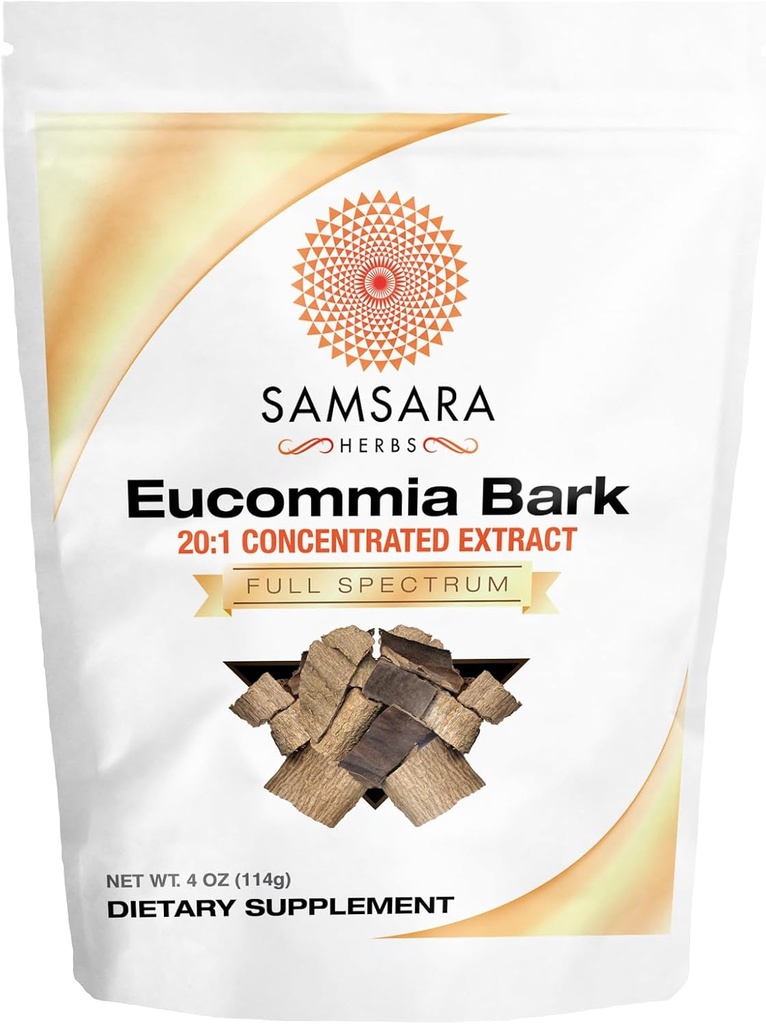 Samsara Herbs Eucommia Extract Powder - 20: 1 Koncentrovaný extrakt (4oz / 114g)