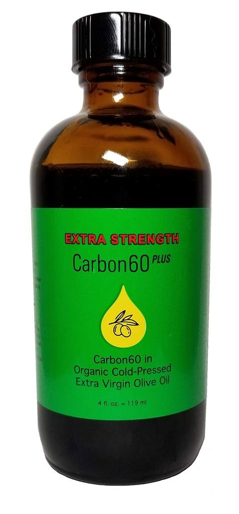 Carbon60 Plus Extra Strength Carbon60 Olive Oil 4 Ounces (119 ML) Solvent Free Research Grade C60 Lipofulleren by carbon 60plus.com