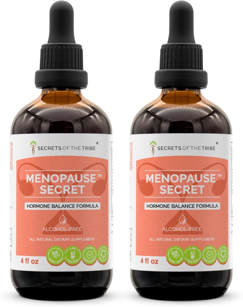 Menopauza Secret Alcohol- Free, Glycerite Black Cohosh, Vitex, Red Clover, Maca, Dong Quai, St. John 's Wort. Tinktura, Bylinný extrakt Hormon Balance Formule 2x4 OZ