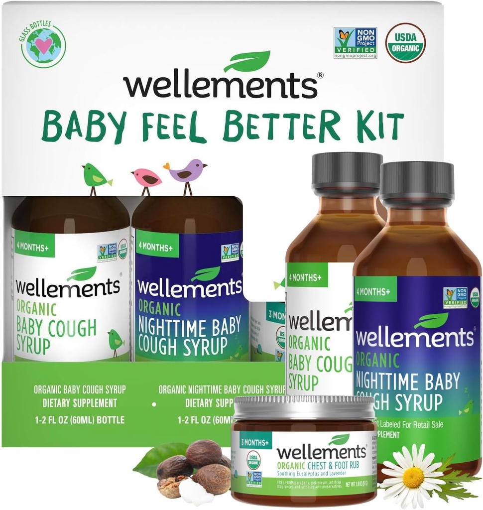 Útulky Organic Baby Cítit lépe Kit pro 4 měsíce + current 124; Den & Night Symbol s hrudník & Noha Rub Current 124; Soothing Comfort * pro děti current 124; USDA Certified Organic, Non- GMO, Gentle Baby Care Set