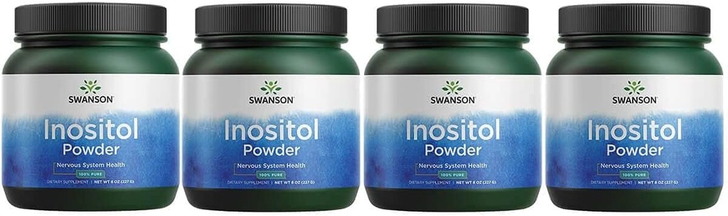 Swanson 100% čistý Inositol Powder - přírodní doplněk podporující soustředění a relaxaci - Nerve & Cellular Support- (8oz) 4 Pack
