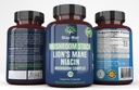Lví hříva Příplatek Houba Kapsle s Niacin current 124; Houbové Complex Kapsle, s krůtí Tail Houby, Chaga Houba a Reishi Houba Extract, Houbové kapsle