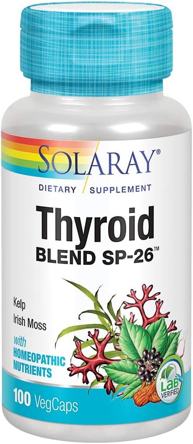SOLARAY Blend štítné žlázy SP-26; Herbal Blend w / Buněčná sůl Nutrients na podporu zdravé funkce štítné žlázy 124; Non- GMO, Vegan Blend 124; 100 Serv Blend 124; 100 VegCaps