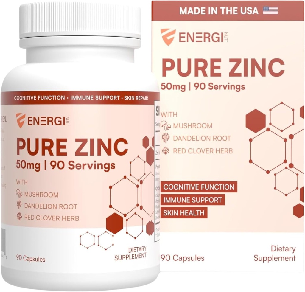 EMEGI Zinková směs s vitaminem A, B-3 & B-6, doplněk imunitní podpory s marshmellow kořene, Tapelion kořenový extrakt & Shiitake Houba, 90 Zinek doplňky Kapsle
