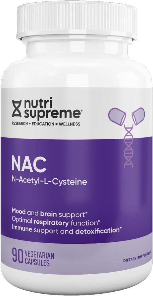 Nutrition-Supreme NAC (N- Acetyl- L- cystein) 600mg dodatek stravy Vegetariánské kapsle, Podpora jater, Imunitní podpora