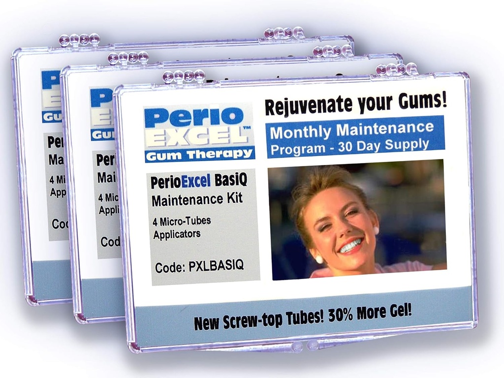 Periodical EXCEL PXL Basic Tripack Gum Therapy Gel kit s CoQ10 Gum Gel, Fights Bleeding, Citlivé Gums for. Unikátní sada pro péči o gumu pro silné a zdravé žvýkačky, 3měsíční dodávka