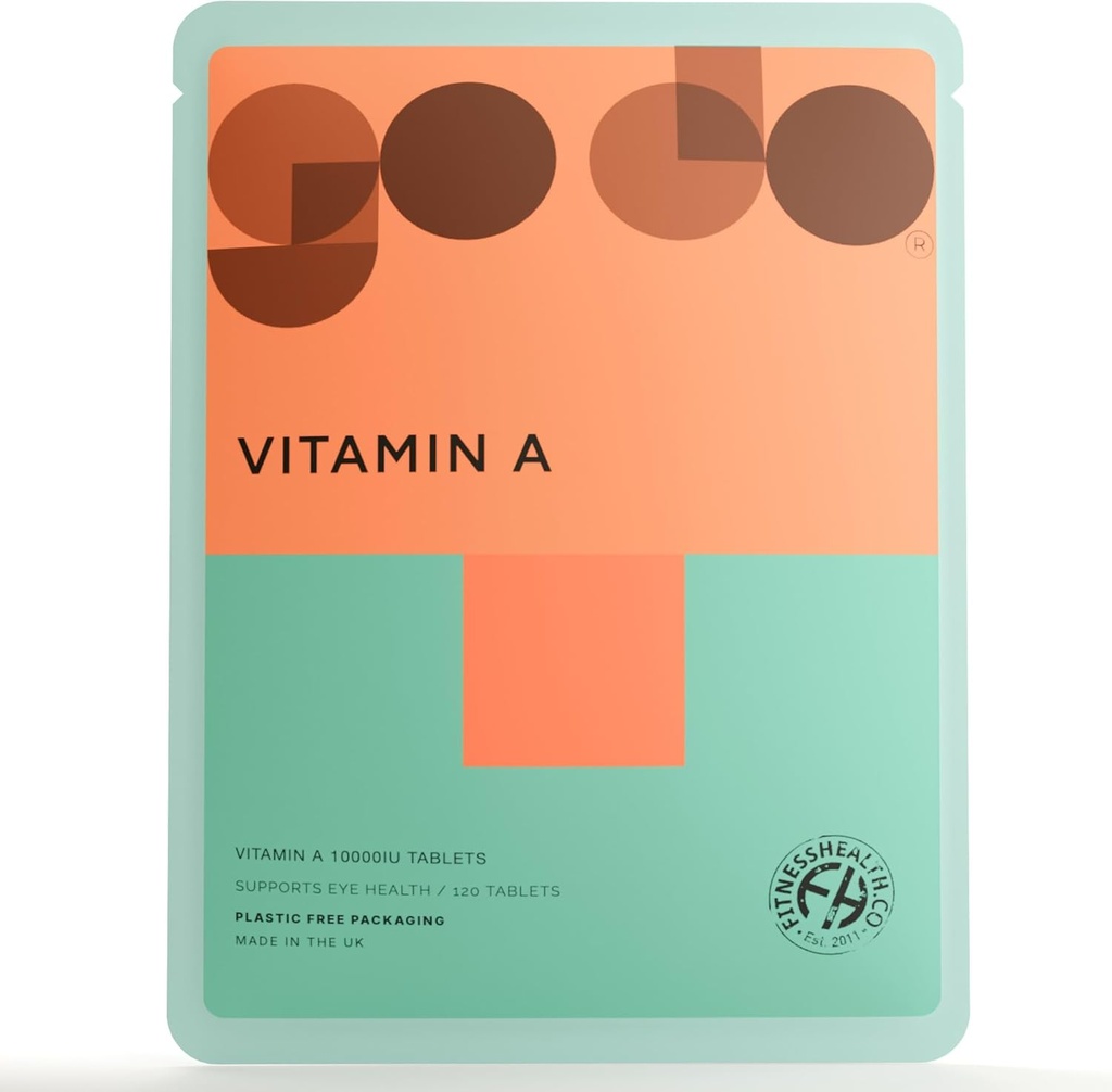Fitness Health Vitamin A 10000IU 120 Tablet - Zdravá pleť, doplněk podpory vidění - Kvalitní výživa Zdravá nálada - Vhodné pro vegany a vegetariány - Recyklabilní obal