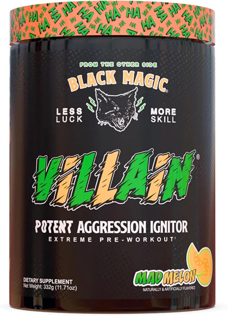 Black Magic Supply Villain High- Stim Nootropic Pre- Workout - Beta- Alanin, L-Tyrosin, & Caffeine - Pump & Focus - 25 Služeb (Mad Melon)