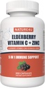 5 v 1 Elderberry Imunitní Supplement, Denní imunitní zesilovače pro dospělé Antioxidanty Dodatek, Elderberry 1000 mg, Vitamin C, Zinek, Echinacea, Ginger, 300 Veganské kapsle - 5 měsíců