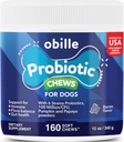 Probiotika pro psy 160 Žvýkačky 12 oz - Podporuje Gut & Digestion Health, imunitní systém, Upset Stomach & Gas, Metabolismus, Zácpa, Průjem & Loose Stool, Svědění kůže a uší a alergie