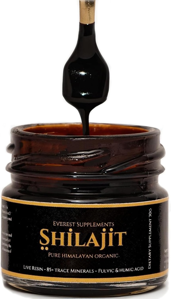 Shilajit Pure Himalayan Organic Shilajit Resin - Shilajit pro muže - Gold Stupeň 500 mg Maximální potence - 85 Trace Minerály & Fulvic a Humic Acid for Energy Imunitation Support, 30 Grams