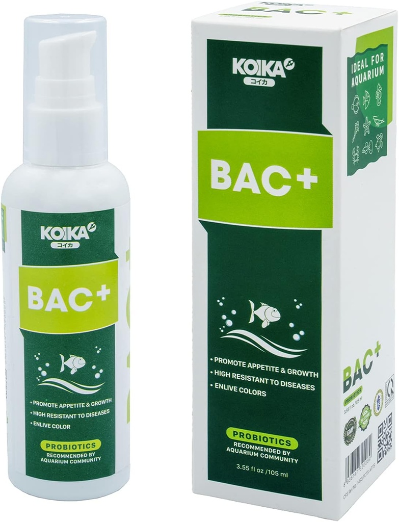 KOIKA BAC + Probiotika akvária, posílení imunity, odolnost proti chorobám a zlepšení trávicího systému (BAC +, 105ml)