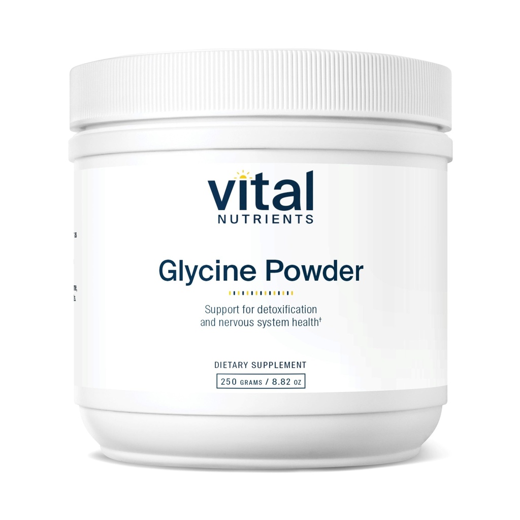 Vital Nutrients Glycine Powder 250g Glyp124; Amino Acid to Promote Restful Sleep, Stress Relief, Memory, and Cognitive Supplement Glycin Supplement CL124; Gluten, Dairy, Soy Free CL124; Non-GMO CL124; 625 Servings
