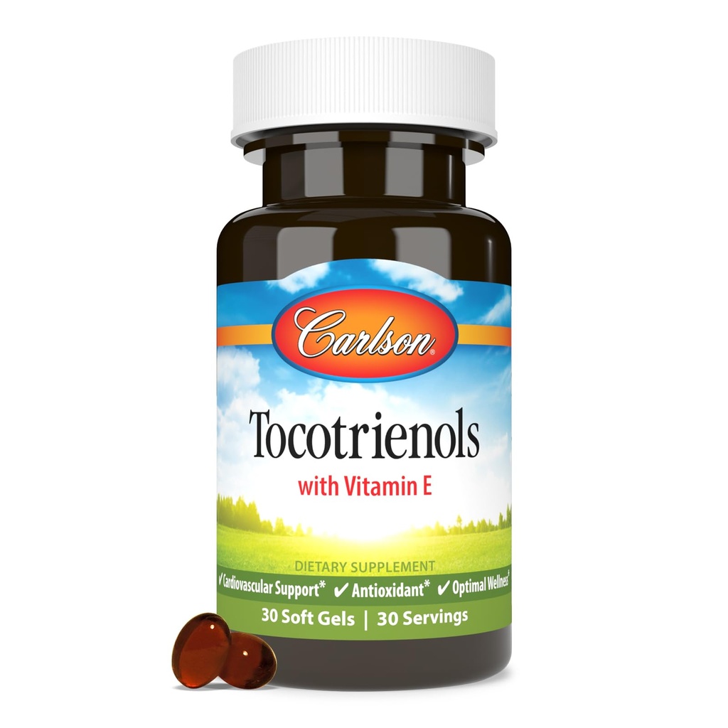 Carlson - Tocotrienols, 40 mg, with Natural- Source Vitamin E, Gamma, Alpha, Delta, Beta, Sustainable Sourced, 30 Softgels
