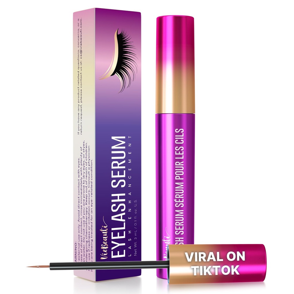 VieBeauti Premium Eylash Growth Serum: Lash Enhancing Serum s pokročilým Formule na zvýšení delší Fuller a tlustší hledá řasy - Vegan & Cruelty-Free pro citlivé oči 3ml 3-Month Supply