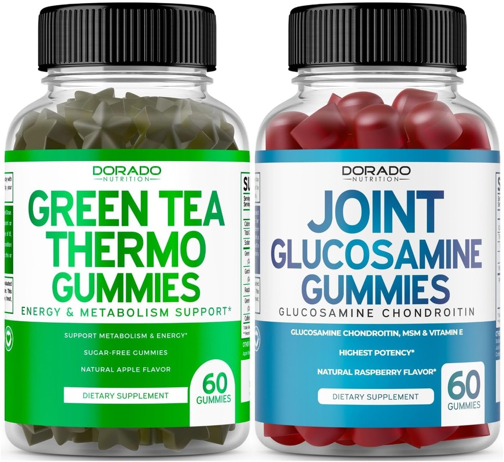 Green Tea Fat Burner Weight Loss (60 Gummies) Appetite Supplesant Weight Loss Dodatek pro muže a ženy a Glucosamine Chondroitin Společné dodatek (60 Počet) Společné doplňky pro dospělé
