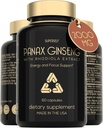 Panax Ginseng a Rhoddiola Rosea 2000mg - Korejské Ginseng High Force 60 Kapsle - Bylinný doplněk pro muže a ženy - Energetický komplex s Ginseng Root Extract Standardizované 7% Ginsenosids - US Made