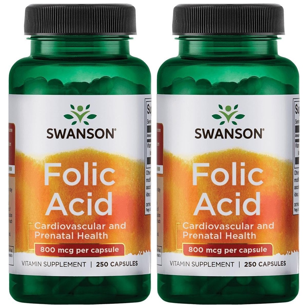 Swanson Folic Acid 800 mcg (1Vitamin 335 mcg Dfe Folát) 250 tobolek (2 balení)