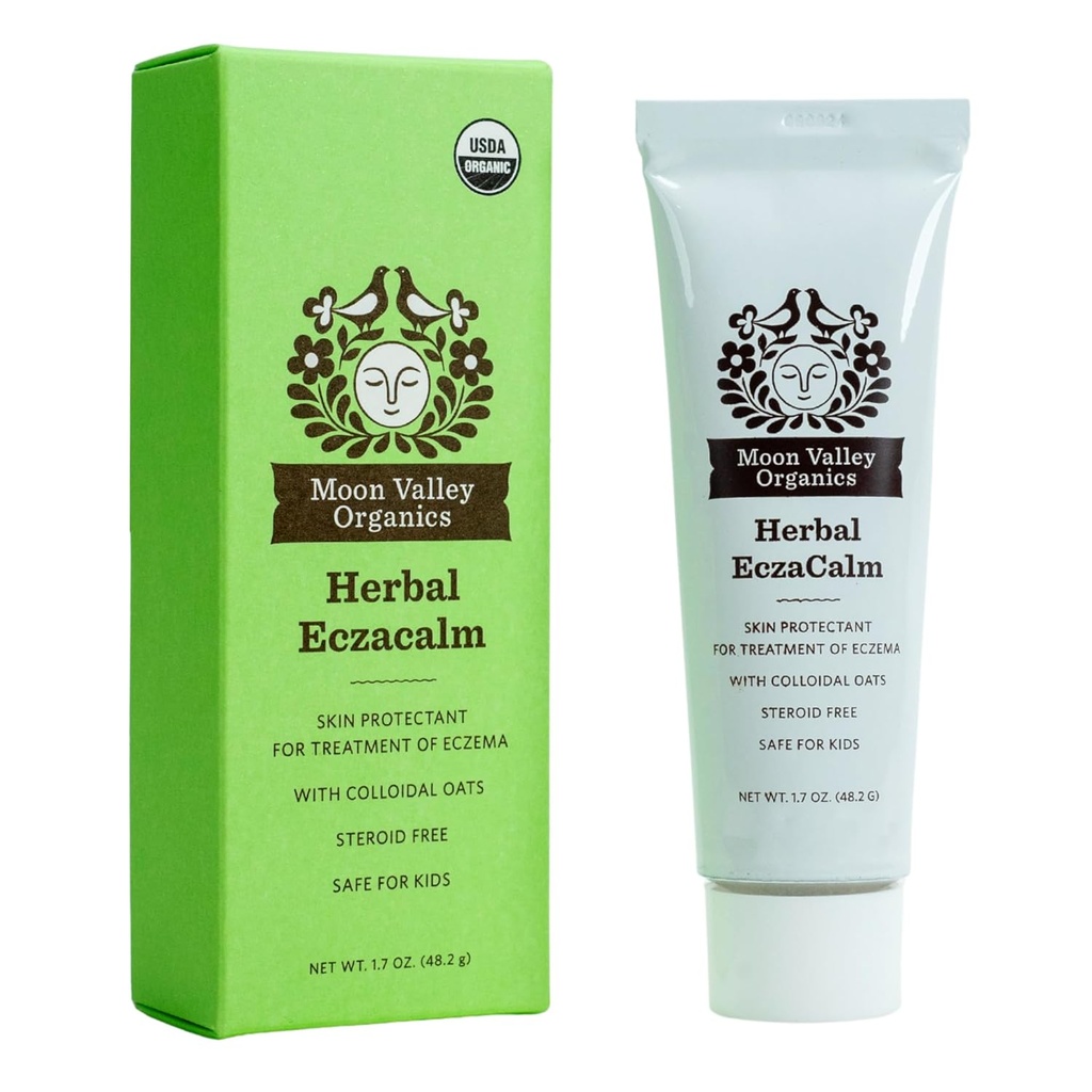 Moon Valley Organics Eczacalm, Eczema a psoriáza krém, Bylinné péče o pleť pro suché a ltchy kůže, Lotion s koloidní Oves, včelí vosk, a Aloe Vera, 1.7 oz