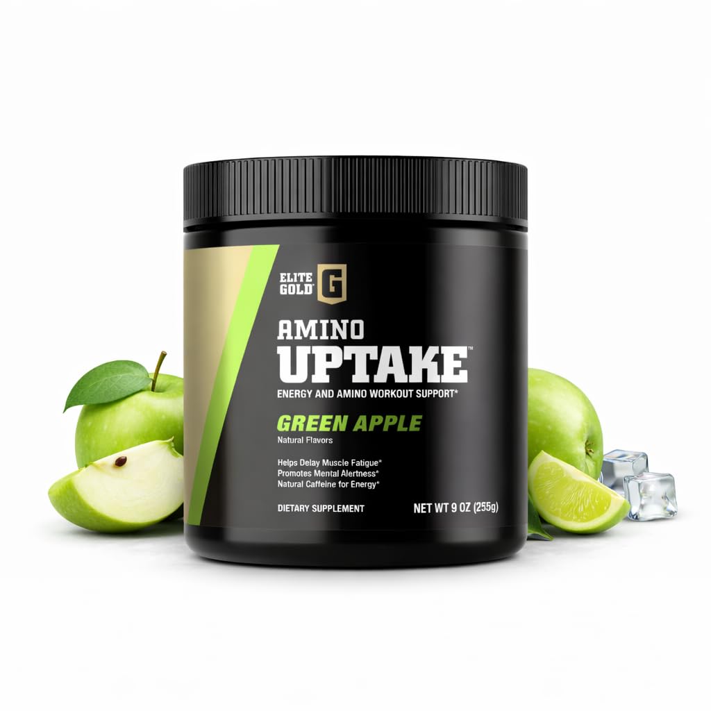 Elite GolElite Gold Amino Uptake, Green Apple, Amino Acid dodatek, zvýšení energie, podpora svalové obnovy, Beta Alanin, L Citrurline, (30 Služeb)