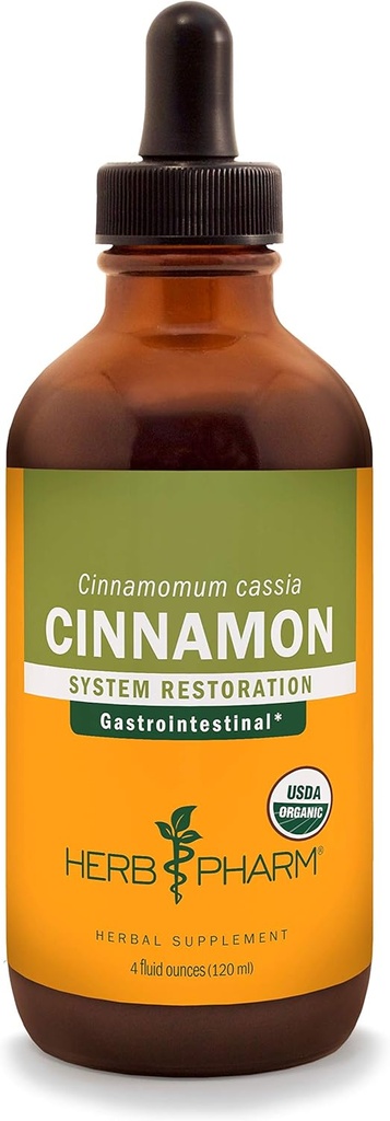 Herb Pharm Certified Organic Cinnamon Liquid Extract for Cardiovaskulární a cirkulační podpora - 4 Ounce