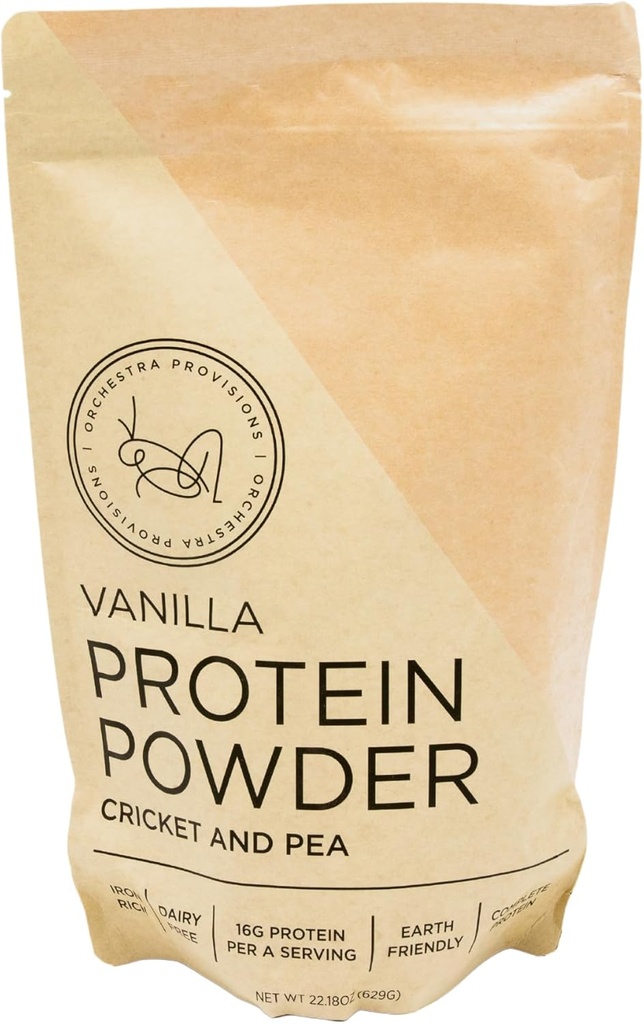 Vanilla Cricket and Pea Protein Powder Blend, 16g kompletního proteinu, Lactose- Free, Whey-Free