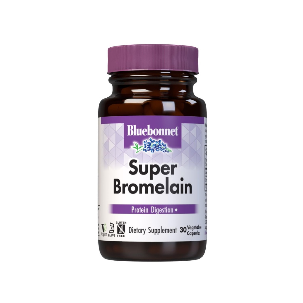 BlueBonnet Super Bromelain Vegetariánské kapsle, Ananas, 500 mg, 30 Počet