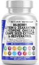 Čisté Nutra oční vitaminy s Bilberry Lutein a Zeaxanthin doplňky Lycopene 40 mg Resveratrol Grape Seed Astaxanthin pro oči - Oční péče Podpora zdraví Vitamin a minerální doplněk