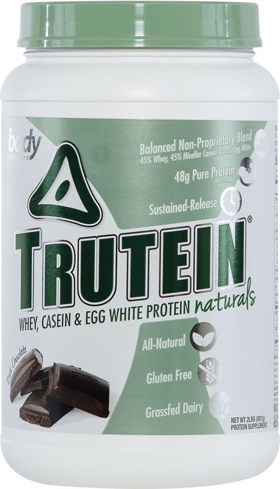 Body Nutrition Protein Powder - Trutein Naturals Dark Chocolate 2lb Syrovátka, kasein & vajíčko bílá - Přírodní nízký karb Keto Friendly Drink - Lean Muscle Builder, Váha Ztráta, Cvičení, Zotavení