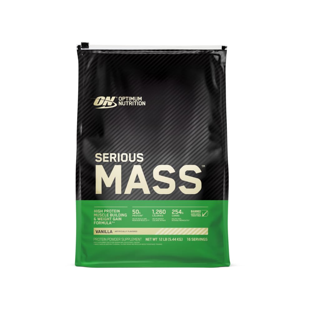 Optimum Nutrition Váha Váha Gainer Protein Powder, Vitamin C a zink pro imunitní podporu, Vanilla, 12 liber (Balení květen Vary)