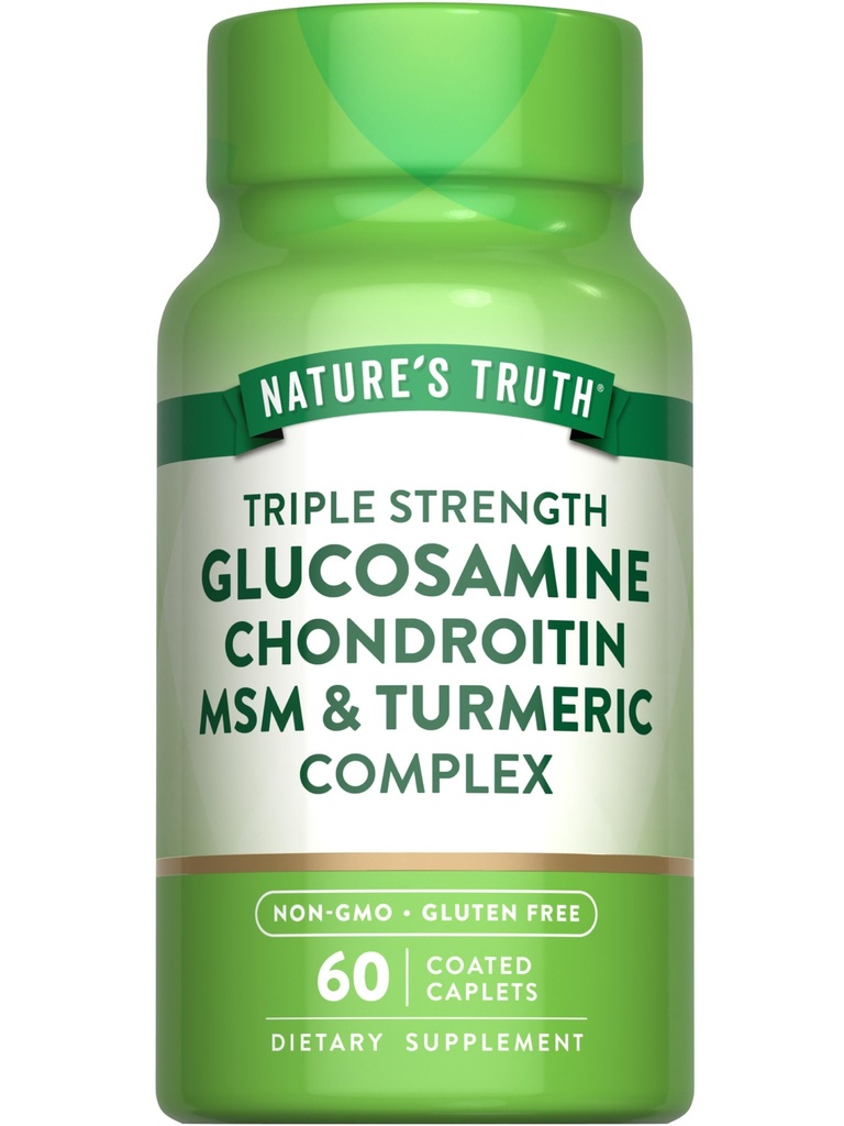 Přírodní pravda Glucosamine Chondroitin MSM Komplex 124; 60 Kaplety 124; s turmerické 124; Triple Strength Formule 124; Non- GMO a gluten zdarma dodatek