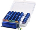 Metal Weekly Pill Organizátor 2 krát denně, Aluminium Alloy Přenosný Travel Pill Box 7 Daily Daily Pill Pouzdro pro vitamín, medicína, dodatek, Rybí olej